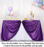 Partisout Tablecloth 90x132 inch Sequin Tablecloth Rectangle Table Cloths Disposable Rustic Party Table Cover Circle Tablecloth Glitter Tablecloth for Birthday Party (90x132 inch, Purple) - Image 3