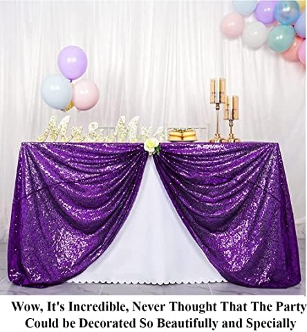 Partisout Tablecloth 90x132 inch Sequin Tablecloth Rectangle Table Cloths Disposable Rustic Party Table Cover Circle Tablecloth Glitter Tablecloth for Birthday Party (90x132 inch, Purple) - Image 3
