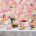 12x10ft Pink & Peach Floral Wall Backdrop, Blush Rose Hydrangea Flower Photography Background for Wedding, Bridal Shower, Baby Shower & Photo Booth Props - Image 3