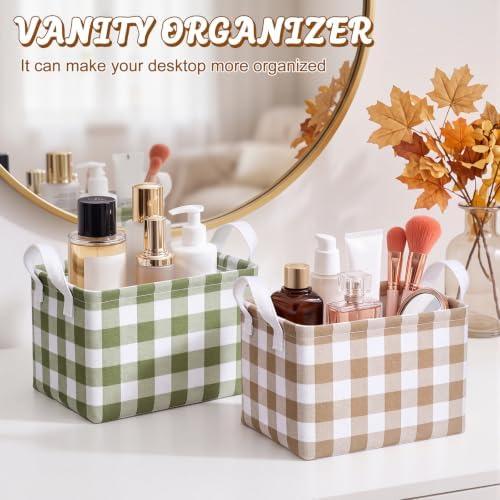 6 Pack Plaid Canvas Baskets Rectangular Storage Bins, Fall - Image 6