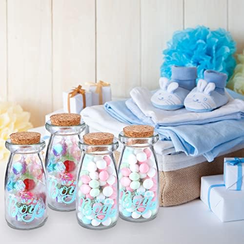 24 Pieces It's a Boy Baby Shower Party Favors Vintage Milk Favor Jars DIY Glass Milk Jars Bottles Blue Mini It's a Boy Sports Baby Shower Bottles with Cork for Guests Gender Reveal Centerpiece Decor - Image 6