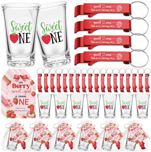 Pickmesh 25 Set Strawberry Shot Glasses Bottle Opener Keychain Baby Shower by Pickmesh