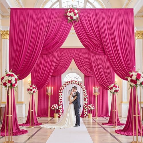 20ft×15ft Hot Pink Backdrop Curtain for Wedding Parties - Image 5