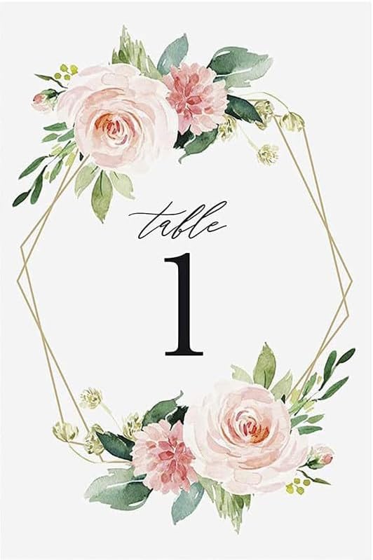 Pink Flower Table Number Cards Double Sided Party Table Numbers for Reception Baby Shower Anniversary Birthday Bridal Party 4x6 Inch by Unknown