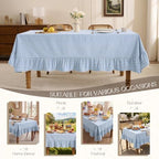 Romanstile Gingham Ruffled Tablecloth Rectangle, 60 x 120 Inch, Light Blue - Image 6
