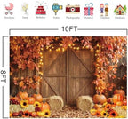 10x8ft Fall Backdrop for Photography Autumn Harvest Farm Barn Wooden Door Pumpkin Maple Leaves Background Thanksgiving Day Baby Shower Birthday Party Decoration Photobooth Banner Props - Image 4