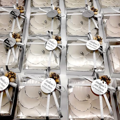 Giftsupstore Wedding Favors Guests Bulk- 100 Set Elegant Silver Design Orchid Candle -Custom Bridal Shower Gifts, Baby Shower & Personalized Bachelorette Party Candle Favor – Decorative Floral Candles - Image 4