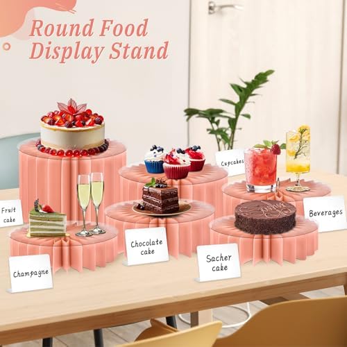 6Pcs Buffet Risers, Valentine's Day Food Risers for Table, Foldable Cake Display Stands, Tall Cardboard Cupcakes Stand for Show Catering Desserts Jewelry Wedding Birthday Party Decoration (Pink) - Image 6
