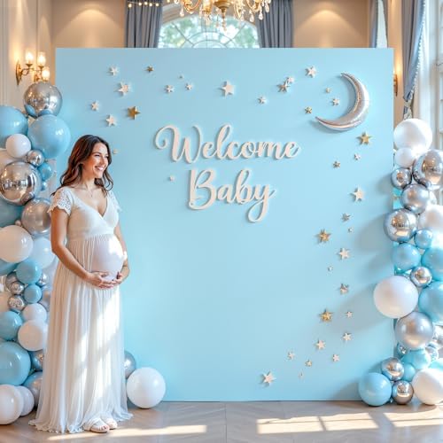 Square Backdrop Arch Cover Baby Blue 6.6FT x 6.6FT Square Arch Backdrop Covers Stretchy Spandex Fitted Square Backdrop Cover for Birthday Party Wedding Ceremony Banquet Decoration - Image 3