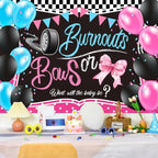 10x8ft Burnouts or Bows Gender Reveal Decoration Blue or Pink Backdrop - Image 2