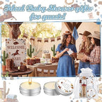 MTLEE 24 Sets Western Cowboy Baby Shower Favors for Guest Bulk Including Lavender Scented Candles and Empty Matches Jars with Cork Top Thank You Cards and Organza Bags for Baby Shower Party Souvenir - Image 4