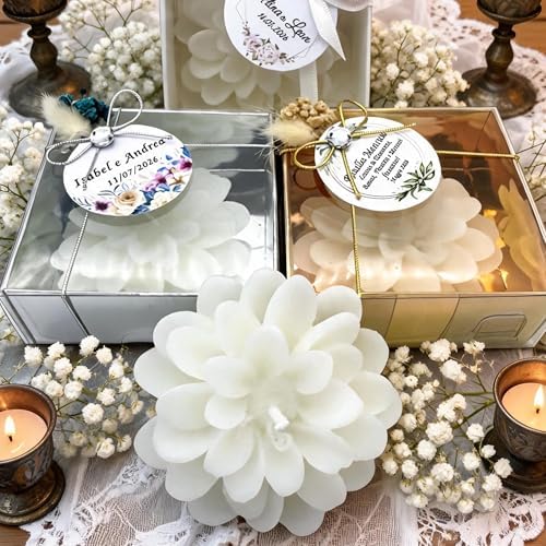 Giftsupstore Wedding Favor Guest Bulk – Lotus Shaped Candle Party Favors – Custom Baby Shower Gifts, Ocean Pary giveaways, Return Gifts (4,10,20,30,50,100.. Options Available in Customize Options) - Image 4
