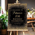 Printed Gold Glitter (Not Real Foil) Birthday Celebration Welcome Sign, Personalized Lilac Birthday Party Decorative Sign, Customized Poster Board Canvas by BlissfulMelodyDesign