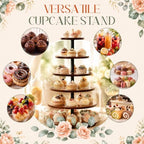 Willinglong 6 Tier Large Cupcake Stand for 80 Cupcake Rustic Tower Tree 360° Rotatable Cupcakes Holder Wood Dessert Table Display Dessert Stand for Birthday Graduation Baby Shower Wedding Party - Image 4
