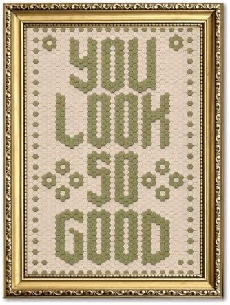 You Look So Good Sign Wall Art Trendy Inspirational Quote Wall Decor Picture Modern Minimalist Green Poster Canvas Painting Print for Living Room Bathroom 24x16 inch Gold Framed by Unknown