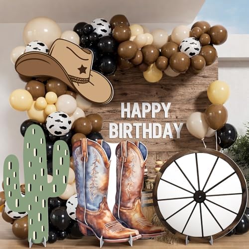 4 Pcs Western Party Decorations, Large Cowboy Birthday Party Decorations, 24 Inch Plastic Cardboard Cutouts Props, Wild West Themed Standups with Boots Wagon Wheel Cactus Hat for Photo Booth - Image 6