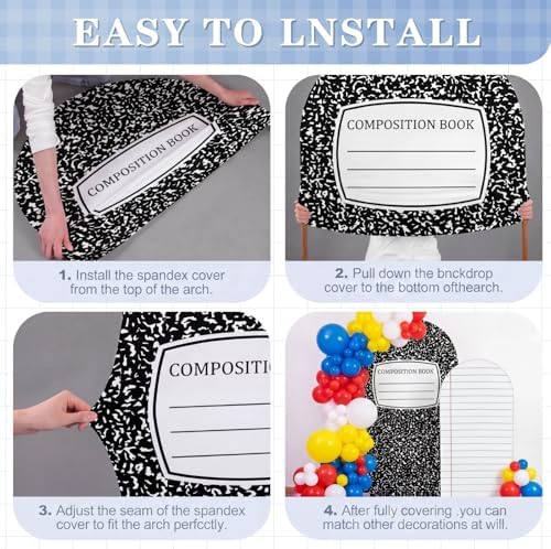 Moukeren Composition Notebook Arch Backdrop Cover 6ft and 7.2ft for Pastel Classroom Decor Back to School Bulletin Board Paper Background Party Banquet Photo Arches Background Decorations - Image 4