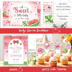 Costova Watermelon Baby Shower Decorations, Watermelon Party Decorations, A Little Watermelon Is on the Way Summer Fruit Theme Bash with Backdrop Balloon Arch Boxes and Tablecloth - Image 5