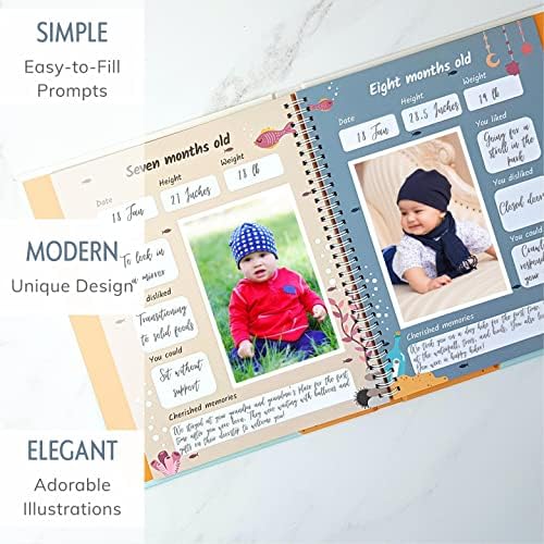 Baby's First Year Book, Gender-Neutral Ocean Baby Memory Book and Keepsake - Image 7