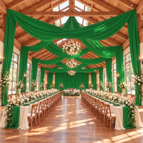 4 Panels 5ft(W) x 20ft(L) Green Ceiling Drapes for Wedding Parties - Image 7