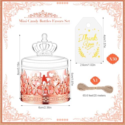 Jingmore 30 Sets Mini Crown Candy Boxes Party Favor,Rose Gold and Clear - Image 2