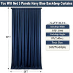30ft×8ft Wrinkle Free Navy Blue Backdrop Curtains for Parties, 6 Panels 5ft×8ft Thick&Silky Polyester Navy Photo Backdrop Drapes Curtains for Graduation Party Baby Shower Birthday Wedding Photography - Image 5