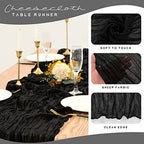 YMHPRIDE 12 Pack Cheesecloth Table Runner 35x120in Black Table Runner - Image 4