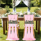 QueenDream Pink Chair Sashes Wedding Aisle Decorations: 50 Packs 8ft Long Draping Fabric Sheer Church Chair Cover Bulk for Party Banquet - Image 2