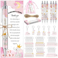145 Pieces Baby Shower Favors for Guest Pink Elephant Ballpoint Pens and Keychains Gifts for Baby Girls Bulk Retractable Baby Shower Pens Gender Reveal Greeting Cards Souvenirs Prizes by EYNDYN