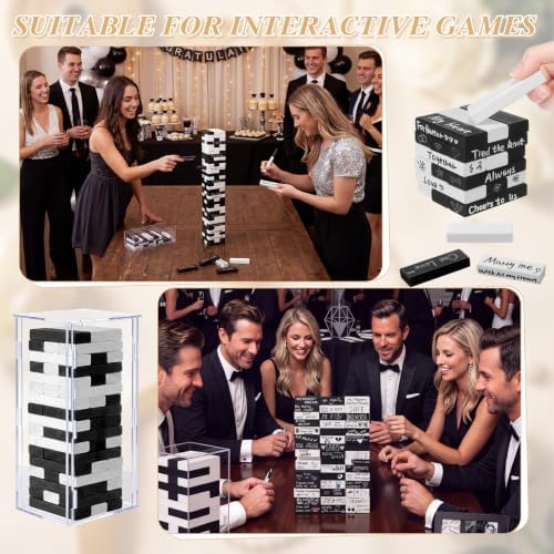 Junkin 79 Pcs Wedding Guest Book Alternative, Black and White Wooden Blocks - Image 3