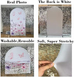 Purple Butterfly Stretchy Arched Backdrop Covers Spring Flowers for Girls Birthday Baby Shower Bridal Shower Party Supplies(No Stand!) - Image 3