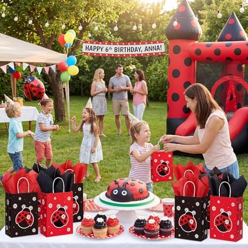 Clabby 30 Pcs Ladybug Party Gift Bags Ladybug Party for Birthday Favor - Image 7