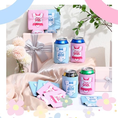 36 Count Boy or Girl Gender Reveal Decorations Team Girl Team Boy Can Coolers Sleeves Gender Reveal Can Coolers Pink and Blue Coolies for Baby Party Supplies - Image 2