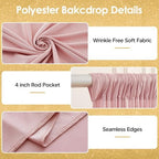 40x10ft Dusty Rose Backdrop Curtains for Wedding Parties Wrinkle Free Photo Backdrop Drapes for Photography Birthday Baby Shower Soft Fabric Party Backgournd for Photoshoot 5x10ft, 8 Panels - Image 2