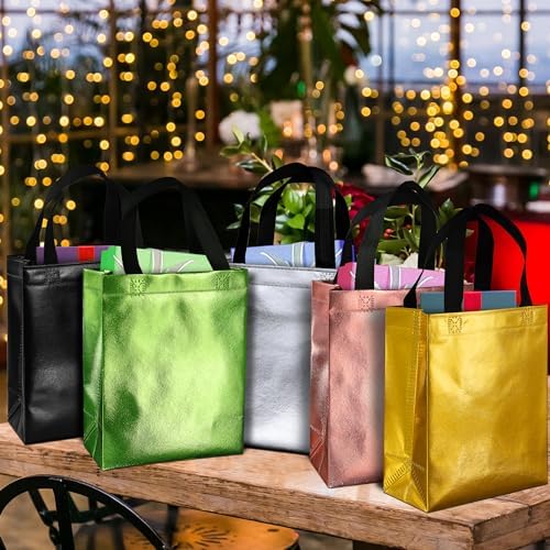 BLEWINDZ 100 Medium Reusable Gift Bags with Handles - Ideal Party Favors & Shopping Bags (10 Colors) - Image 3