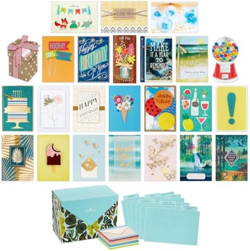 Hallmark Pack of 24 Handmade Assorted Boxed Greeting Cards, Modern Greenery—Birthday Cards, Baby Shower Cards, Wedding Cards, Sympathy Cards, Thinking of You Cards, Thank You Cards by Hallmark
