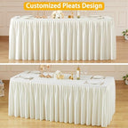Wish Care Cream White Table Clothes for Rectangle Tables 6ft, Wrinkle Resistant Fitted Table Cloth with Pleated Ruffle Skirts for Banquet Wedding Baby Shower Folding Tables - Image 6