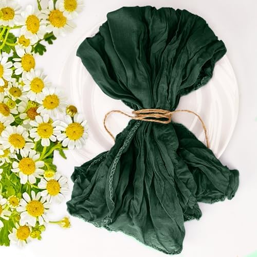 Cupuamon 100 Pack Cheesecloth Napkins 20x20 Inch Dinner Table Napkins Boho Washable Rustic Gauze Napkins Bulk for Wedding Bridal Baby Shower Party Decor (Emerald Green) - Image 6