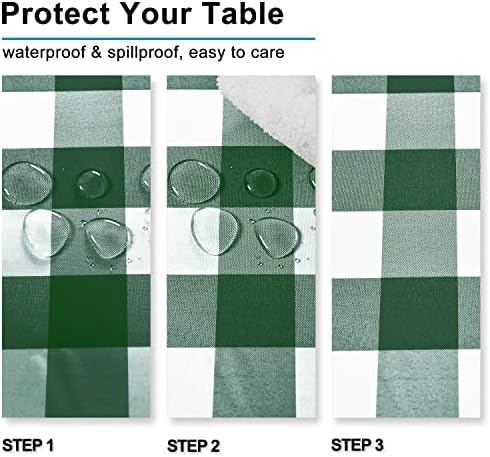 Hiasan 60 x 84 Inch Checkered Tablecloth Rectangle, Forest Green and White - Image 3