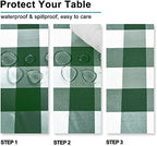 Hiasan Checkered Tablecloth Rectangle 60 x 140 Inch Forest Green and White - Image 3