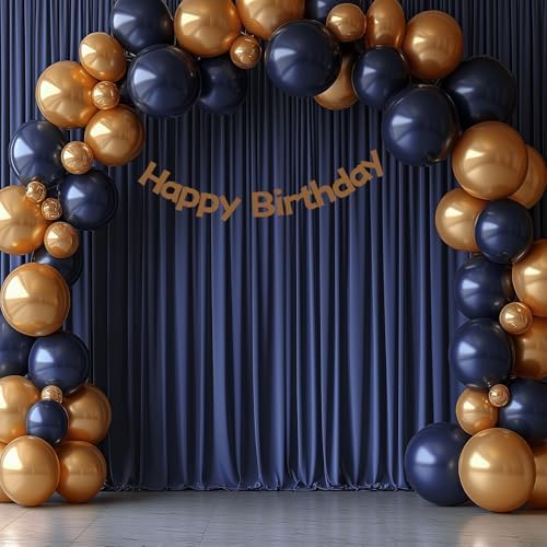 ESGOTBME 40x10ft Wrinkle Free Navy Blue Backdrop Curtain for Parties Soft Fabric Drapes Wedding Curtain Backdrop for Birthday Party Decorations Background for Photography 5x10ft, 8 Panels - Image 5