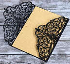 100 Sets 4.9 x 7 ''Laser Cut Wedding Invitations Cards with Ribbon and Envelopes For Birthday Baby Shower Wedding Rehearsal Dinner Invite (Black) - Image 2