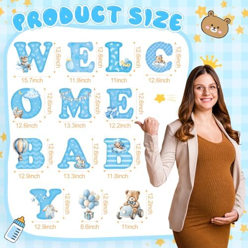 Chumia 13 Pcs Welcome Baby Yard Signs Baby Shower Yard Sign with Stakes, 15 Inch Tall Girl Boy Lawn Sign Gender Reveal Outdoor Decoration Welcome Newborn Announcement for Party Decorations(Blue) - Image 2