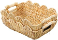 Coeusy 2 Pack Wicker Basket,Cute Scalloped Basket,Natural Water Hyacinth by WEAVECOMFORTINTOEVERYCORNER