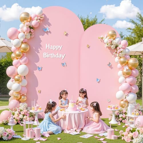 Pink and Blue Arch Backdrop Cover 7.2FT 6FT Wedding Arch Covers Set of 2 Arches Covers Stretchy Backdrop Spandex Arch Backdrops Double-Color for Party Baby Shower Gender Reveal Boy or Girl Decoration - Image 4