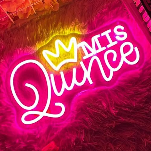 Mis Quince Neon Sign for Wall Decor, Dimmable LED Sign Neon Lights for Bedroom Quinceanera Christmas Birthday Party Room Decoration Gift for Girl Kid lover 15.7 * 9 Inch - Image 2