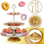 ZOOFOX 10 Pieces Gold Dessert Table Display Set, Metal Cake Stand Set with Lace Edge Pedestal, Cupcake Stands and Treat Serving Trays for Wedding, Birthday, Baby Shower Party Decorations - Image 4