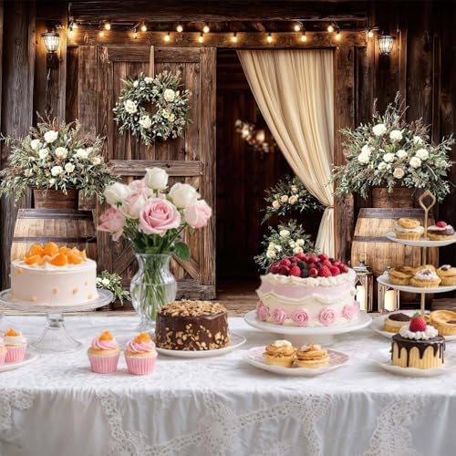 20X10FT Wedding Backdrop Rustic Floral Wooden Barn Door Bridal Backdrop Western Country Wedding Anniversary Ceremony Photography Background Valentine's Day Girl Birthday Party Photo Shoot Decorations - Image 3