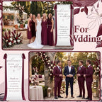Wedding Welcome Linen Sign Stand with Satin Ribbon(Red) - Image 4