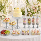 11 Pcs Cake Display with Mirror, Wedding Crystal Cake Stands for Reception - Image 2